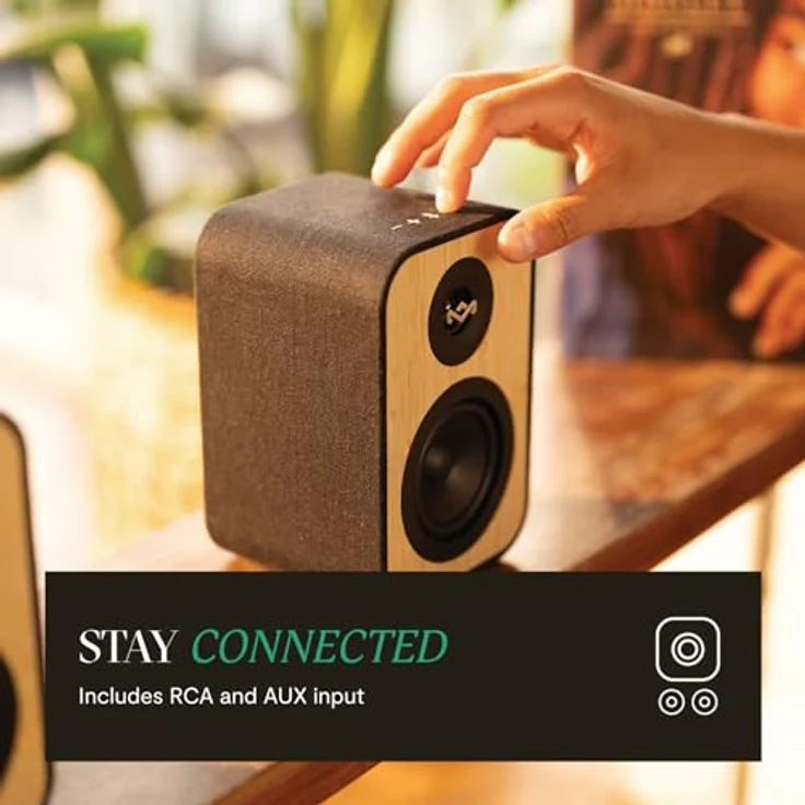 Marley House of Uplift Regallautsprecher – Bluetooth Stereo Paar, Holzlautsprecher für Plattenspieler, Handy, PC - Bambus Bluetooth Lautsprecher Boxen – Bild 5