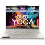 Lenovo Yoga 7 2-in-1 Laptop | 14" 2.8K WQXGA OLED Touch-Display, AMD Ryzen 7, 32GB RAM, 1TB SSD, Win11, QWERTZ, Seashell, inkl. Pen, 3 Monate Premium Care