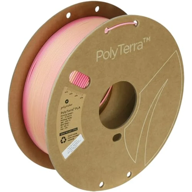 Polymaker Polyterra PLA Gradient 1.75mm 1kg, 3D-Druckmaterial in Pink-Peach mit nachhaltiger Bioplastikformulierung und mattem Oberflächenfinish – Bild 1