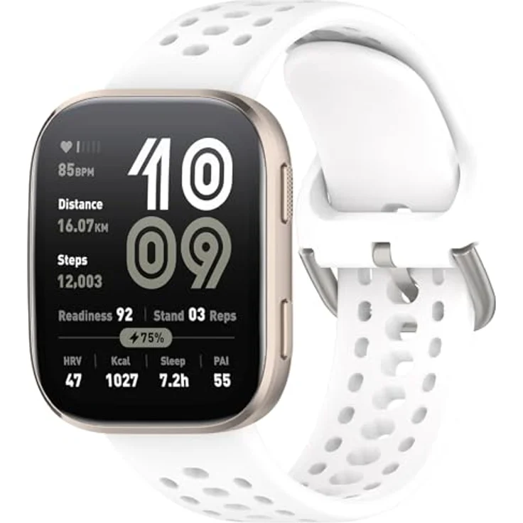 GIOPUEY Armband für Amazfit Bip 6/Bip 5/5 Unity/Balance/Balance 2, Weiches Silikon, Verschleißfest und Atmungsaktiv - weiß – Bild 1