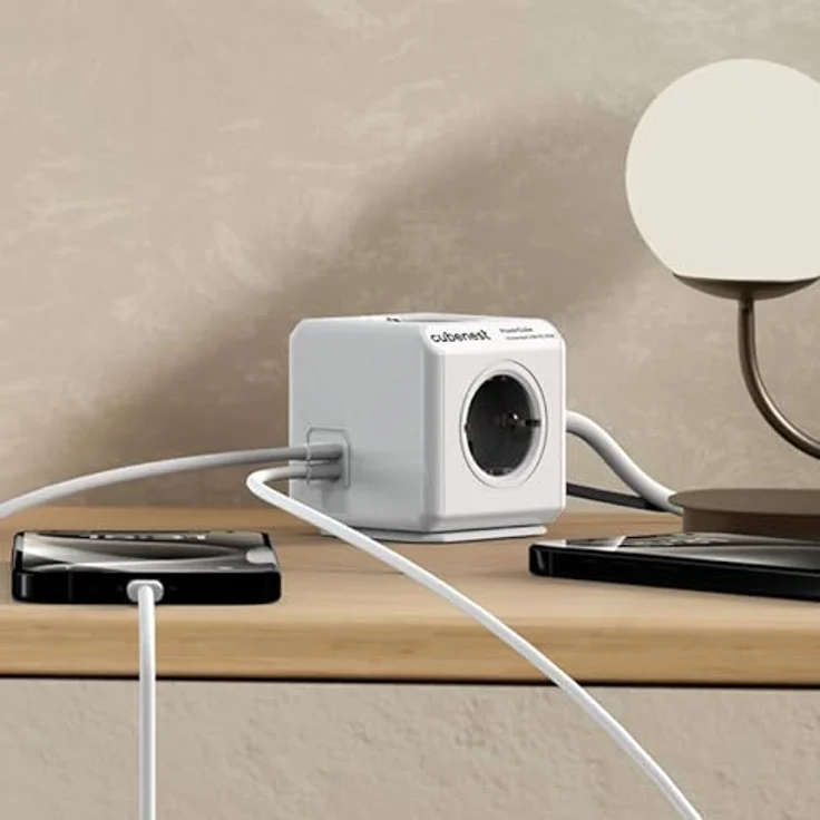 CubeNest Power Cube Extended Steckdosenwürfel USB PD 35W mit 2xUSB-C Anschlüssen | 1.5m Kabel, Schuko Typ F | Schnellladefunktion (Grau) – Bild 3