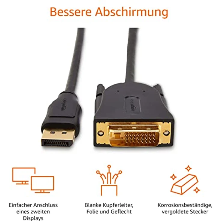 AmazonBasics HL-007268 Verbindungskabel, DisplayPort auf DVI, Full-HD, 1,8 m - Preisvergleich – Bild 2