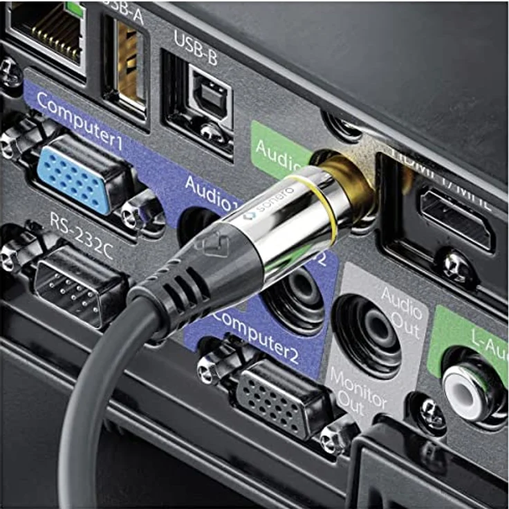 Sonero® Premium 1,00m Cinch Kabel, 1x Cinch Stecker auf 1x Cinch Stecker, Subwoofer, Verstärker, Beamer, AV Receiver, schwarz – Bild 3