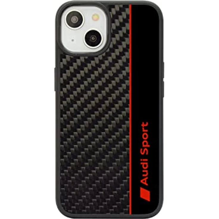 Audi Sport Handyhülle - Kompatibel mit iPhone 14 - Stoßabsorbierend mit Carbon - Schwarz mit roten Details – Bild 2