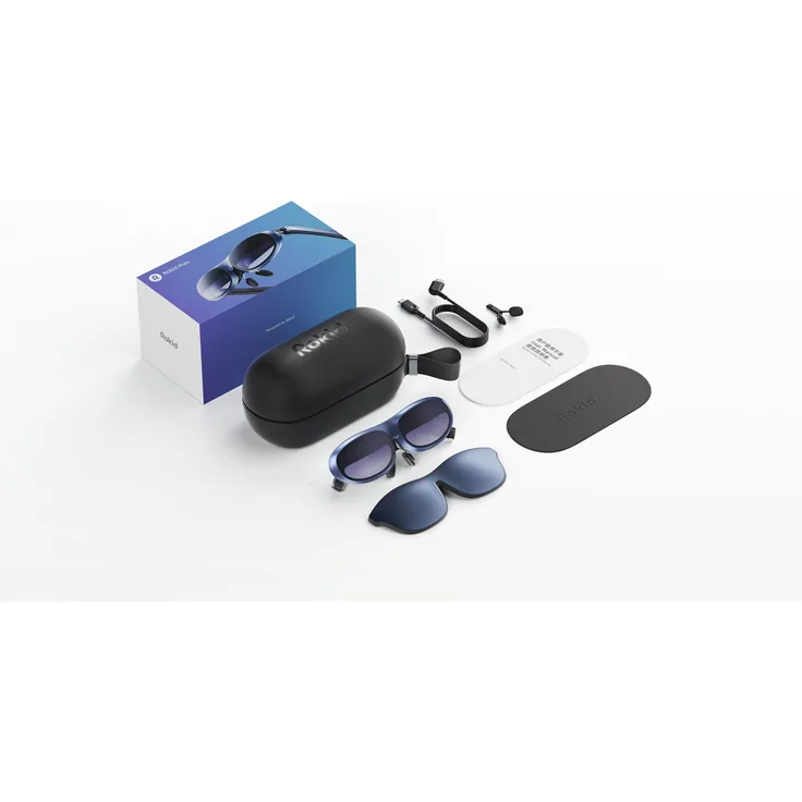 Rokid Max AR Headset, Augmented Reality VR Brille mit Full HD Micro-OLED, 120Hz Bildwiederholrate, leichtes Design (75g), Augensteuerung, kompatibel mit Mobiltelefonen, Switch, Xbox und PS