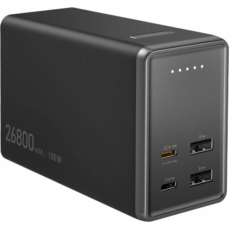 j5Create JPB264100-N, Powerbank mit 26800 mAh und 100 W Leistung, Schwarz
