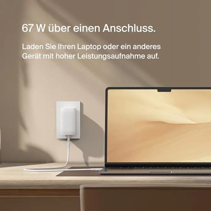 Belkin BoostCharge USB-C-Ladegerät mit DREI Anschlüssen und PPS (67 W), USB-C PD 3.1-iPhone-Schnellladegerät für die iPhone 15-Serie, MacBook Pro, AirPods, Galaxy und andere PD-fähige Geräte – Weiß – Bild 3