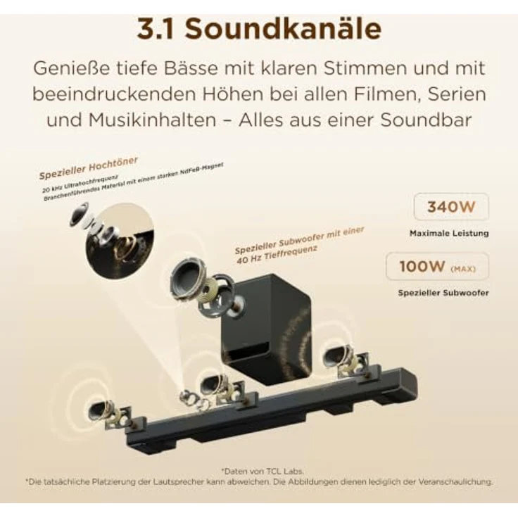 TCL S60K 3.1-Kanal Dolby Atmos Soundbar mit KI-Klangenpassung und DTS:X – Bild 3
