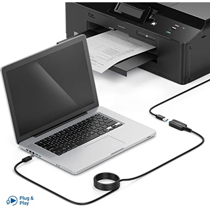 deleyCON Aktives USB 3.2 Gen1 Verlängerungskabel, 5m mit 5 GBit/s und Signalverstärker - USB-A auf A, für PC, Laptop, Drucker und Scanner – Bild 3