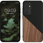 kwmobile Hülle kompatibel mit Samsung Galaxy A55 5G - Handyhülle mit Holz und Carbonfaser Rückseite - Dunkelbraun Schwarz