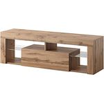 Selsey BIANKO – TV-Lowboard/Fernsehschrank Stehend Holzoptik Eiche Lancaster mit Klapptür 140 cm (ohne LED, Holzoptik Eiche Lancaster)
