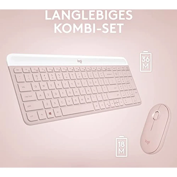 Logitech MK470 Slim Combo Kabelloses Tastatur-Maus-Set - Modernes, kompaktes Layout, Extrem leiser, 2,4-GHz-USB-Empfänger, Plug-n'Play-Konnektivität, Kompatibel mit Windows, Deutsches QWERTZ - Rosa – Bild 5