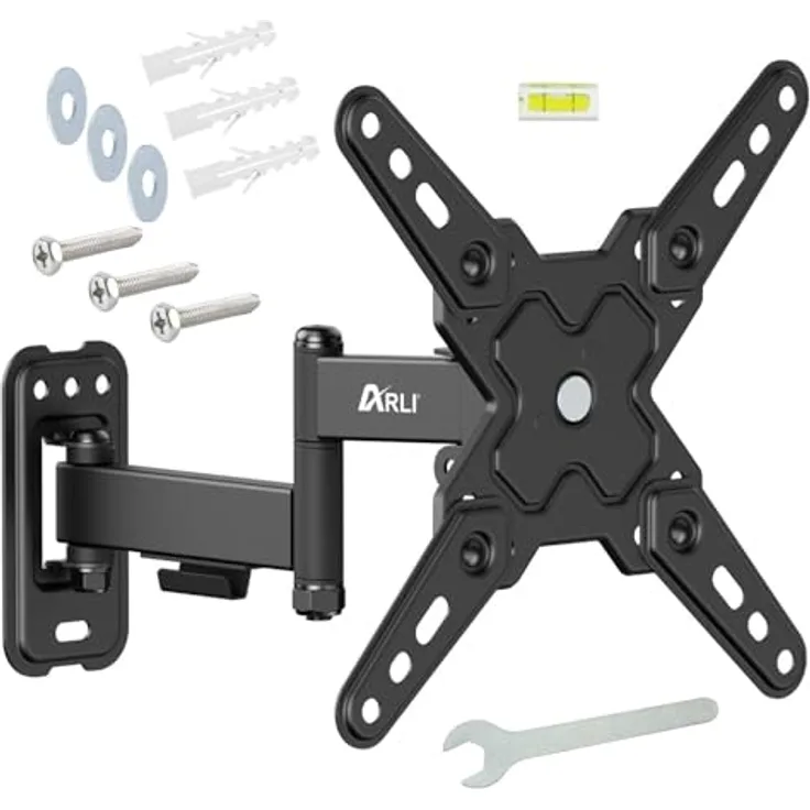 ARLI TV Wandhalter ausziehbar 23 - 42 Zoll LED LCD VESA Wandhalterung TV-Wandhalterung (Schwarz, bis 42,00 Zoll, neigbar schwenkbar drehbar)