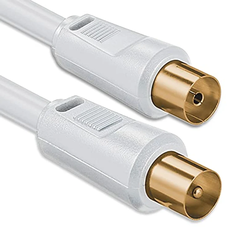 1 aTTack Koaxial Anschluss Kabel Antennenkabel Sat Kabel Anschlusskabel F-Stecker Koaxialstecker auf Koaxialkupplung doppelt geschirmt/Dreifach geschirmt/4 fach geschirmt/75 dB/85 dB/100 dB/110 dB/120 dB/125 dB Koax weiss St-Ku gold 85db 3,75 Meter – Bild 2