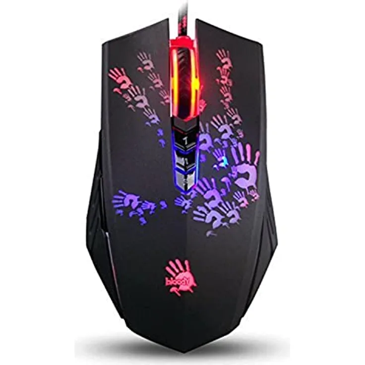 A4Tech Bloody Blazing A60 (Kabelgebunden), Maus, Schwarz - Gaming-Maus für anspruchsvolle Gamer mit hoher Haltbarkeit und schneller Reaktionszeit