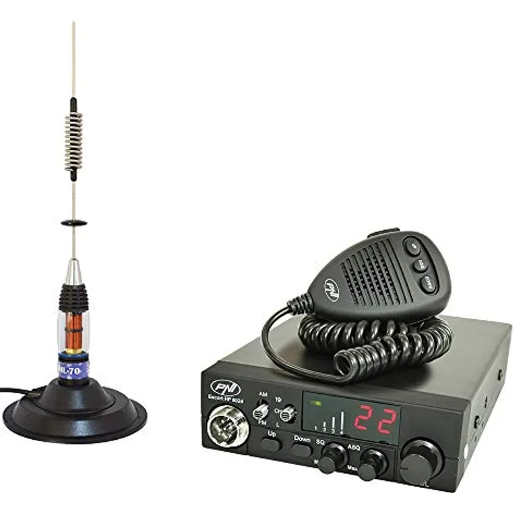 PNI Paket CB Escort HP 8024 ASQ-Funk,12-24 V, 40 Kanäle, 4 W+ CB ML70-Antenne mit Magnet