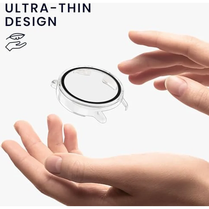 kwmobile 2X Glas Hülle für Garmin vivoactive 5 / Active 5, Fullbody Schutzhülle aus transparentem Glas mit robustem Kunststoffrahmen, kompletten Rundumschutz für Fitness Tracker – Bild 4