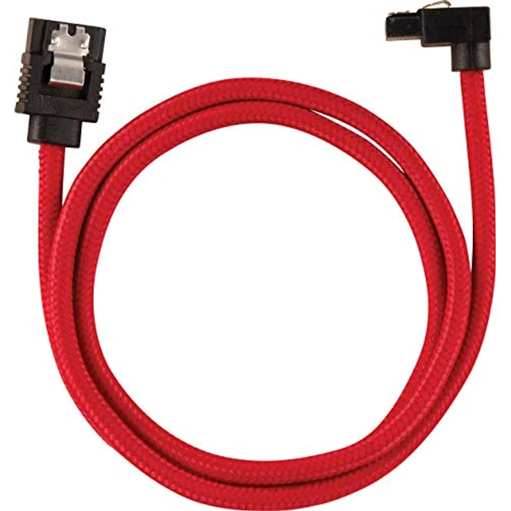 Corsair Premium Sleeved SATA 3 Kabel gewinkelt - gerade (6Gbps, 60 cm 90°) Rot – Bild 3