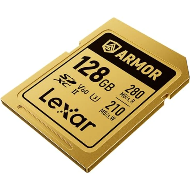 Lexar SDXC Pro Gold Series ARMOR UHS-II V60, 128 GB Speicherkarten, IP68, aus Edelstahl, Schreibgeschwindigkeit bis 210 MB/s, Lesegeschwindigkeit bis 280 MB/s – Bild 4