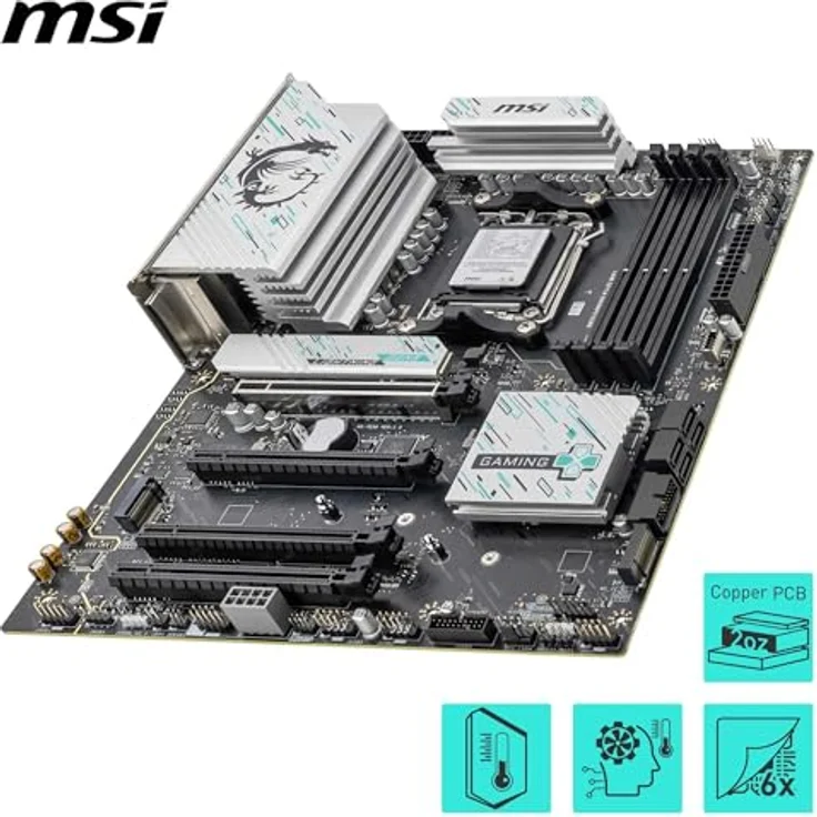 MSI B850 Gaming Plus WiFi Mainboard, ATX - Unterstützt AMD Ryzen 9000/8000/7000 Prozessoren, AM5 - DDR5 Memory Boost 8200+ MT/s (OC), PCIe 5.0 x16 & 4.0 x16, M.2 Gen5, Wi-Fi 7, 5G LAN - Schwarz – Bild 4