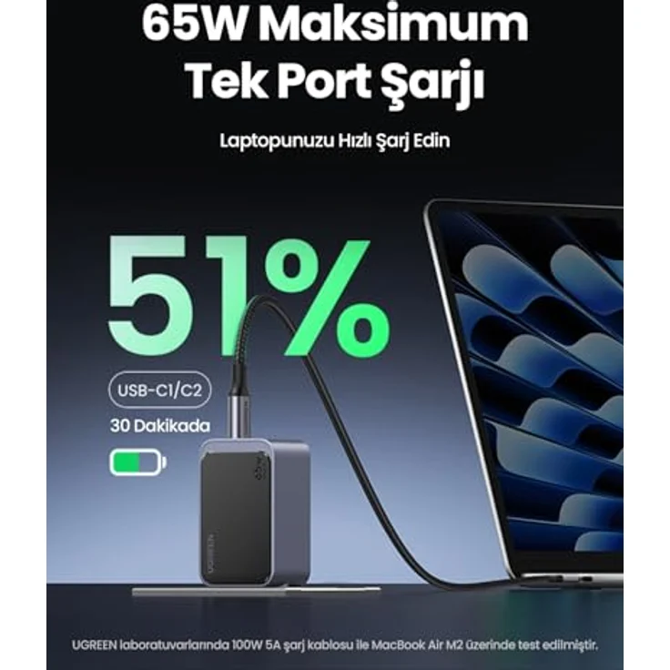 UGREEN Nexode S 65W, 3-Port GaN Wandladegerät, Grau, mit Schnellladefunktion und Sicherheitsfeatures – Bild 4