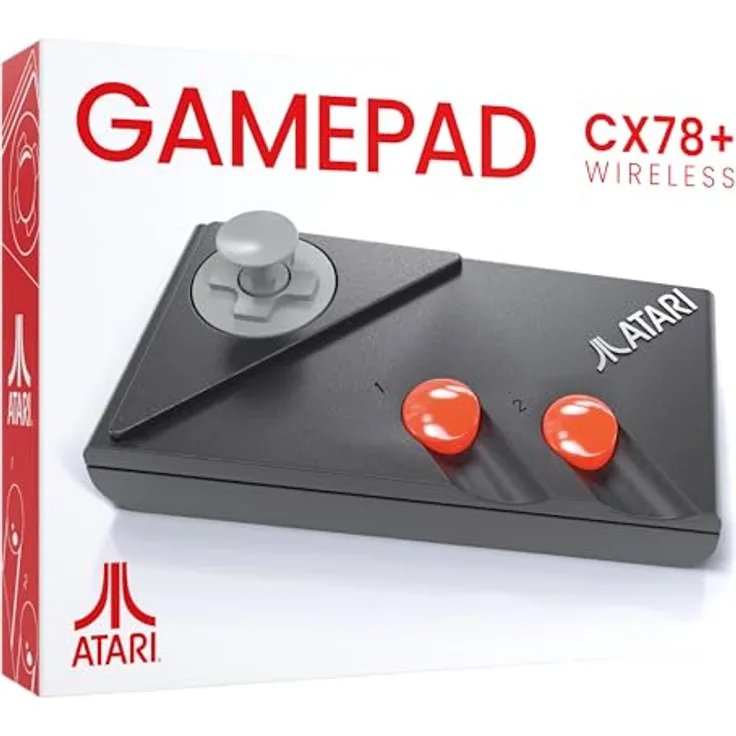 Plaion CX78+ Wireless Gamepad für Atari 2600+, 2600 und 7800, ergonomisches Design, kabellose Signalübertragung, Schwarz