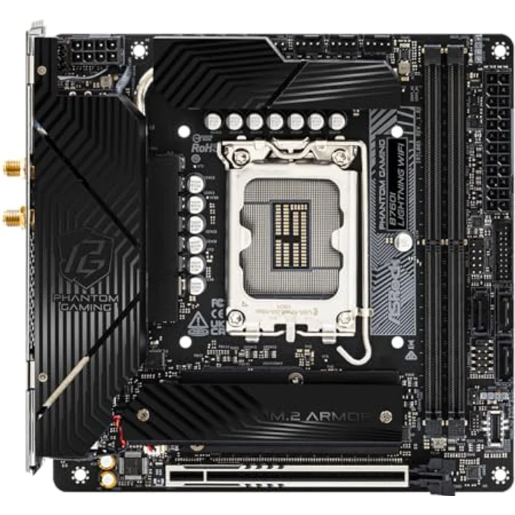 AsRock B760I Lightning WiFi Mini ITX Mainboard, DDR5, HDMI/DP, 2xD5 8600+(OC), blau – Bild 4