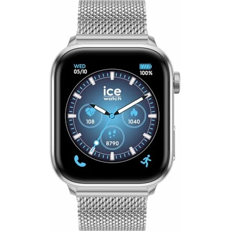 ice-watch Smartwatch, digitale Armbanduhr mit AMOLED-Display, Edelstahlarmband, Bluetooth, unisex