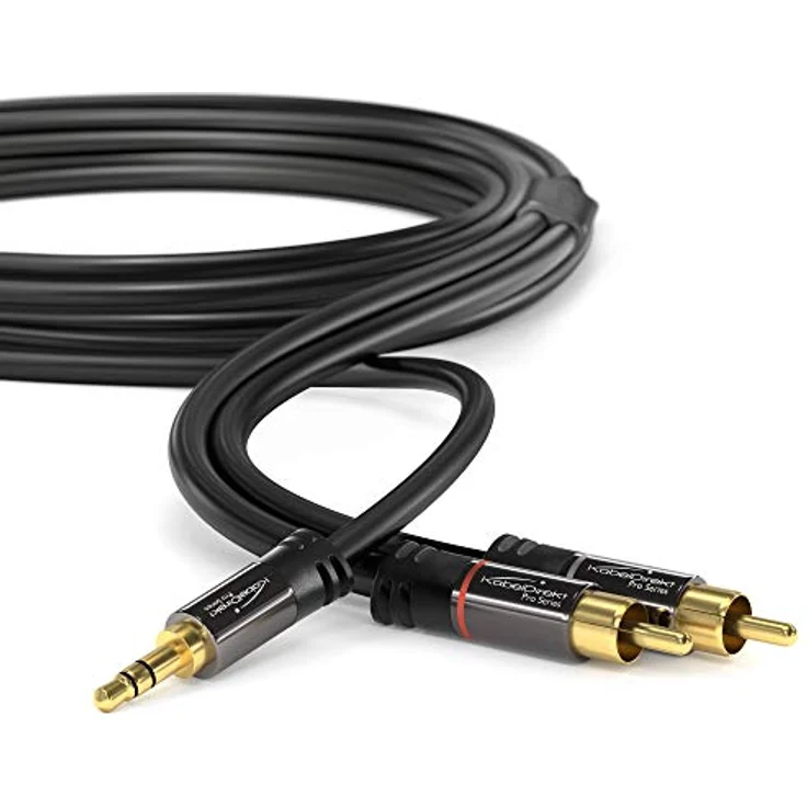 KabelDirekt – 2 m – Klinke-Cinch-Adapterkabel, Aux/3,5 mm auf 2X Cinch/RCA (Y-Audiokabel, zum Anschluss von Smartphones/Notebooks und Anderen Geräten an HiFi-Systeme/Lautsprecher, schwarz) – Bild 2