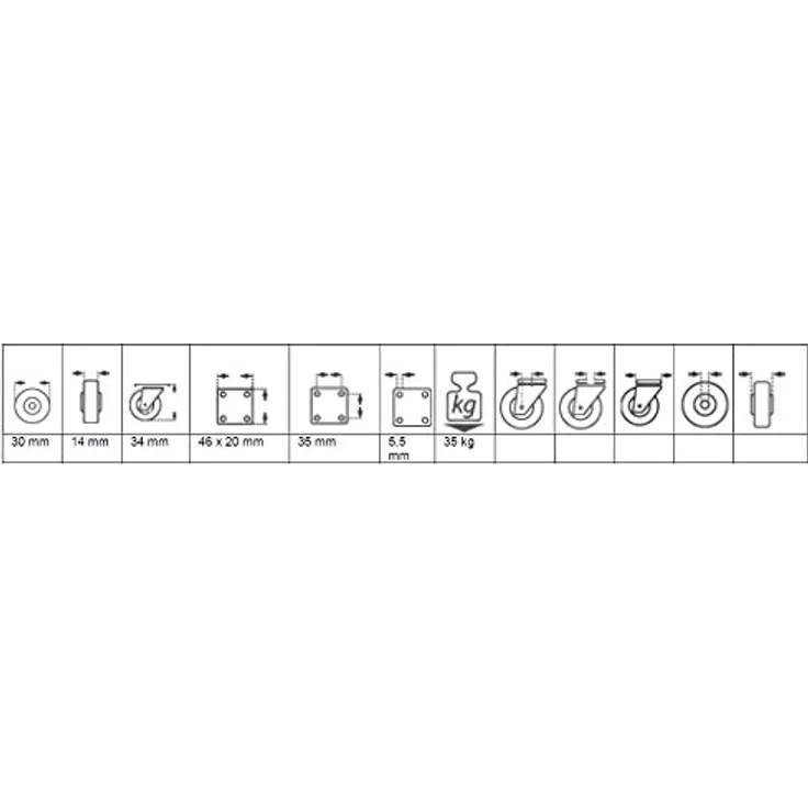 Dörner + Helmer Parkett-Bockrolle (30 x 14 mm, TPE-Rad) grau, 791330 – Bild 3