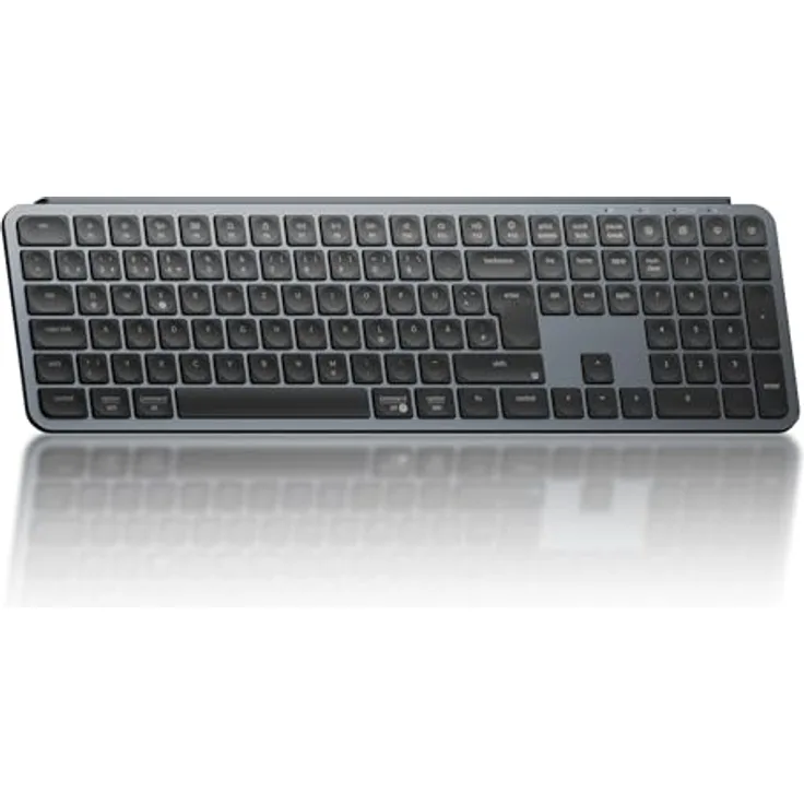 Keychron B6 Pro, Kabellose Ultra-Slim Tastatur mit Medientasten und Wireless Charging, Grau