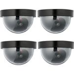 Relaxdays Kamera Attrappe, 4er Set, blinkende LED, innen & außen, batteriebetrieben, Überwachungskamera Dummy, schwarz