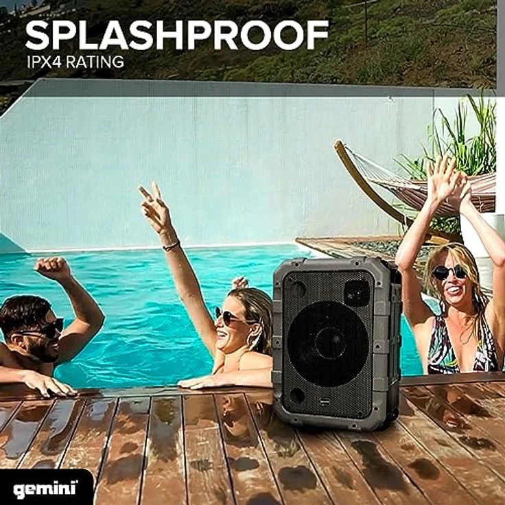 Native Gemini MPA-2400GRY, tragbarer Bluetooth Lautsprecher mit wetterbeständigem Design, grau – Bild 3