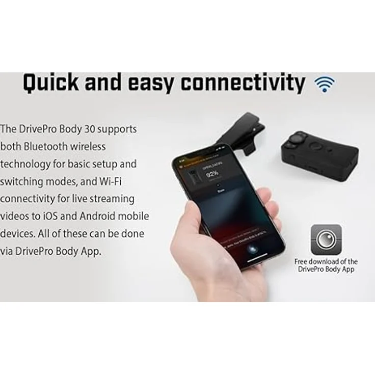 Transcend DrivePro Body 40, 128GB 2K QHD Bodycam mit WLAN, Bluetooth, GPS, spritzwassergeschützt, Schwarz – Bild 10