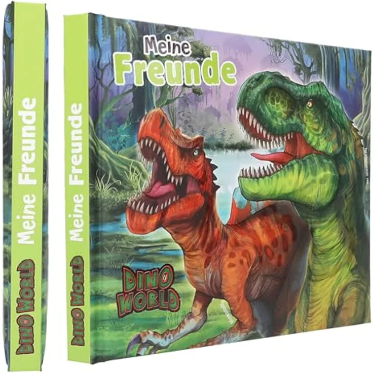 Depesche 13201 Dino World - Freundebuch mit Dinosaurier Motiv, 108 illustrierte Seiten, Grün – Bild 2