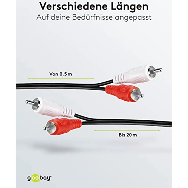 Goobay 50029 Cinch Audiokabel Stereo – Chinchkabel 2x Chinch Stecker (R / L) auf 2x Chinch Stecker (R / L) – 2,5 Meter – Bild 3