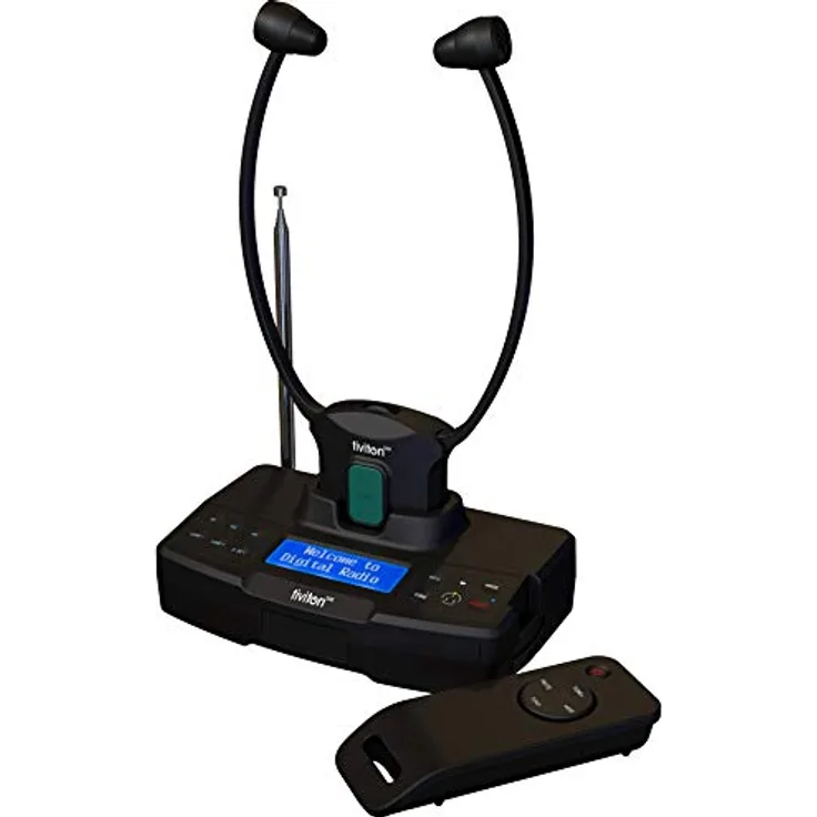 Humantechnik Tiviton DAB 3 in 1 Funk-Kopfhörer, drahtloser TV-Kopfhörer, DAB+ Radio & Hörverstärker, Kinnbügel-Design