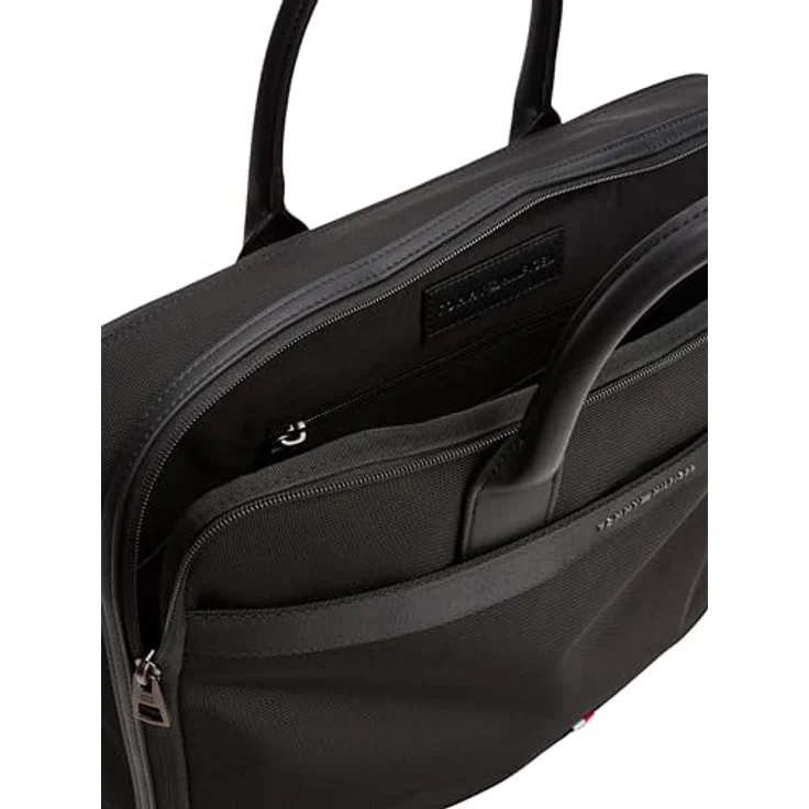 Tommy Hilfiger TH NYLON TRAVEL COMPUTER BAG, schwarze Laptoptasche mit abnehmbarem Schulterriemen und Reißverschlussfächern für Geschäftsreisen – Bild 4