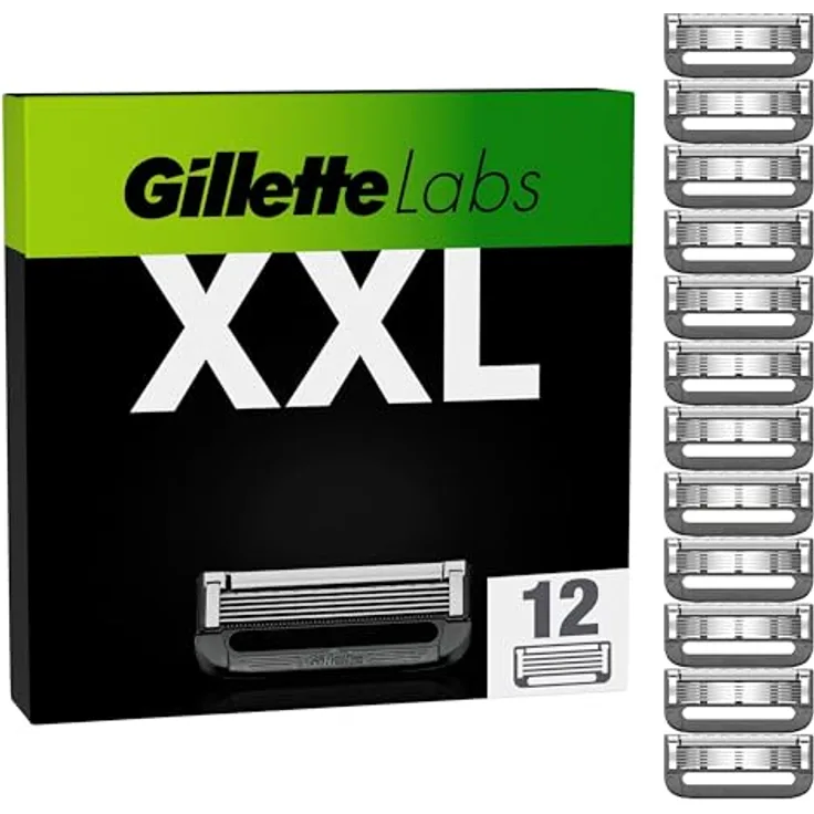 Gillette Labs Rasierklingen, 12 Ersatzklingen, für Gillette Labs Nassrasierer Herren mit Reinigungs-Element und Heated Razor