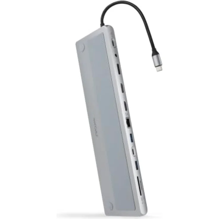 Nanocable 10.16.1012, Kabelgebundene Dockingstation, USB 3.2 Gen 1 Type-C, 100 W, 5 Gbit/s, Grau – Bild 1