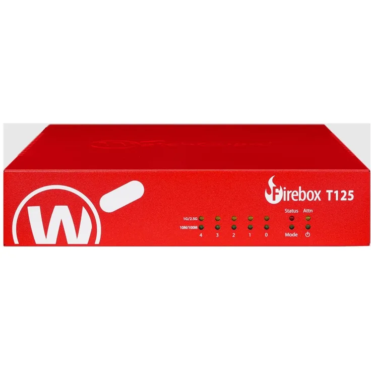 WATCHGUARD Firebox T125, Sicherheitsgerät mit 4 Anschlüssen, 1GbE und 2.5GbE