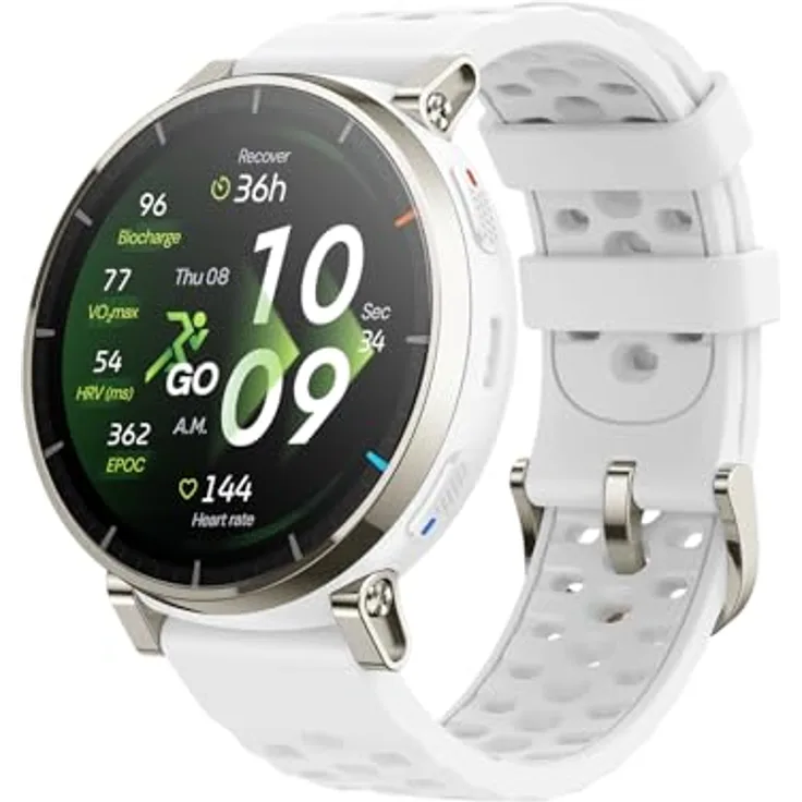 Amazfit Active 3 Premium GPS Lauf-Smartwatch, 1,32" AMOLED Saphir-Display, 12 Tage Akku, 4GB, NFC, 170+ Trainingsmodi, 5 ATM, Herzfrequenz-Tracker für Android & iPhone