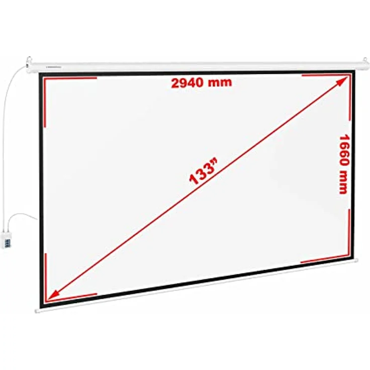 Fromm&Starck Motorleinwand 133" Heimkino Leinwand Beamer elektrisch Fernbedienung Pull-Up-Leinwand, mattweiß – Bild 6