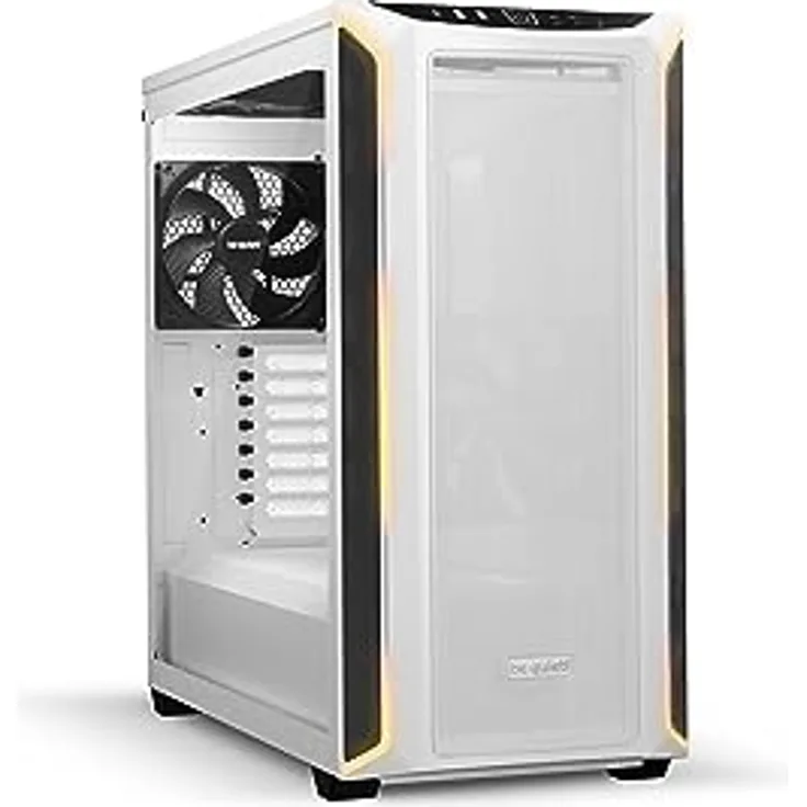 be quiet! Shadow Base 800 DX White PC-Gehäuse, Pure Wings 3 140mm PWM Lüfter, ARGB-Beleuchtung, USB 3.2 Gen. 2 Type C, Airflow, Open-Mesh, E-ATX Mainboard, 420mm Radiatoren, Glas Seitenfenster, BGW62