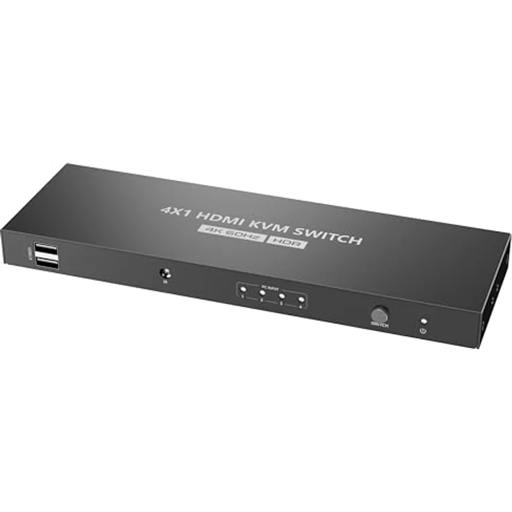PremiumCord 4K HDMI KVM Switch 4:1 mit Fernbedienung, UHD 4K 2160p 60Hz, Full HD 1080p, USB-Übertragung, HDMI 2.0, Metallgehäuse – Bild 4