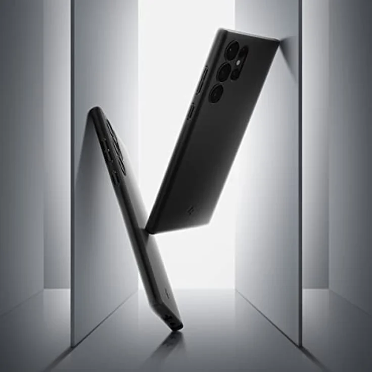 Spigen Thin Fit Hülle Kompatibel mit Samsung Galaxy S22 Ultra -Schwarz, PC Platte und Silikonrahmen, matte Oberfläche – Bild 3