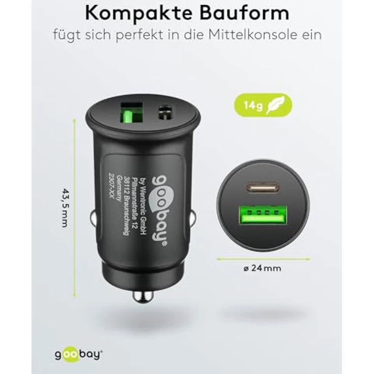 Goobay Kfz USB 2P 27W USB-C PD+QC3.0 bk 59521 – Bild 3