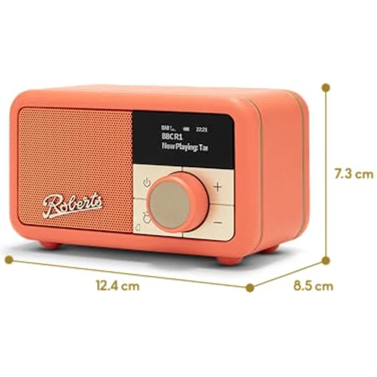 Roberts Radio Revival Petite 2 Dab+/FM/Bluetooth Radiowecker, tragbar in niedlichem Retro-Design, mit integriertem Akku und USB-C Aufladung – Bild 5