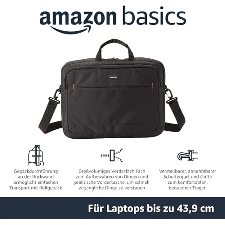 AmazonBasics HP-Laptop-Tasche, für Laptops bis zu 17,3 Zoll (44 cm), Schwarz, 1 Stück – Bild 2