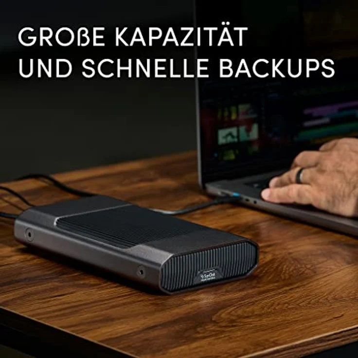 SanDisk PROFESSIONAL G-DRIVE 6 TB Desktop-Festplatte (schnelle Backups, 250 MB/s Lese- und Schreibgeschwindigkeit, USB-C, integrierte Ultrastar-Festplatte 7.200 U/min) – Bild 2